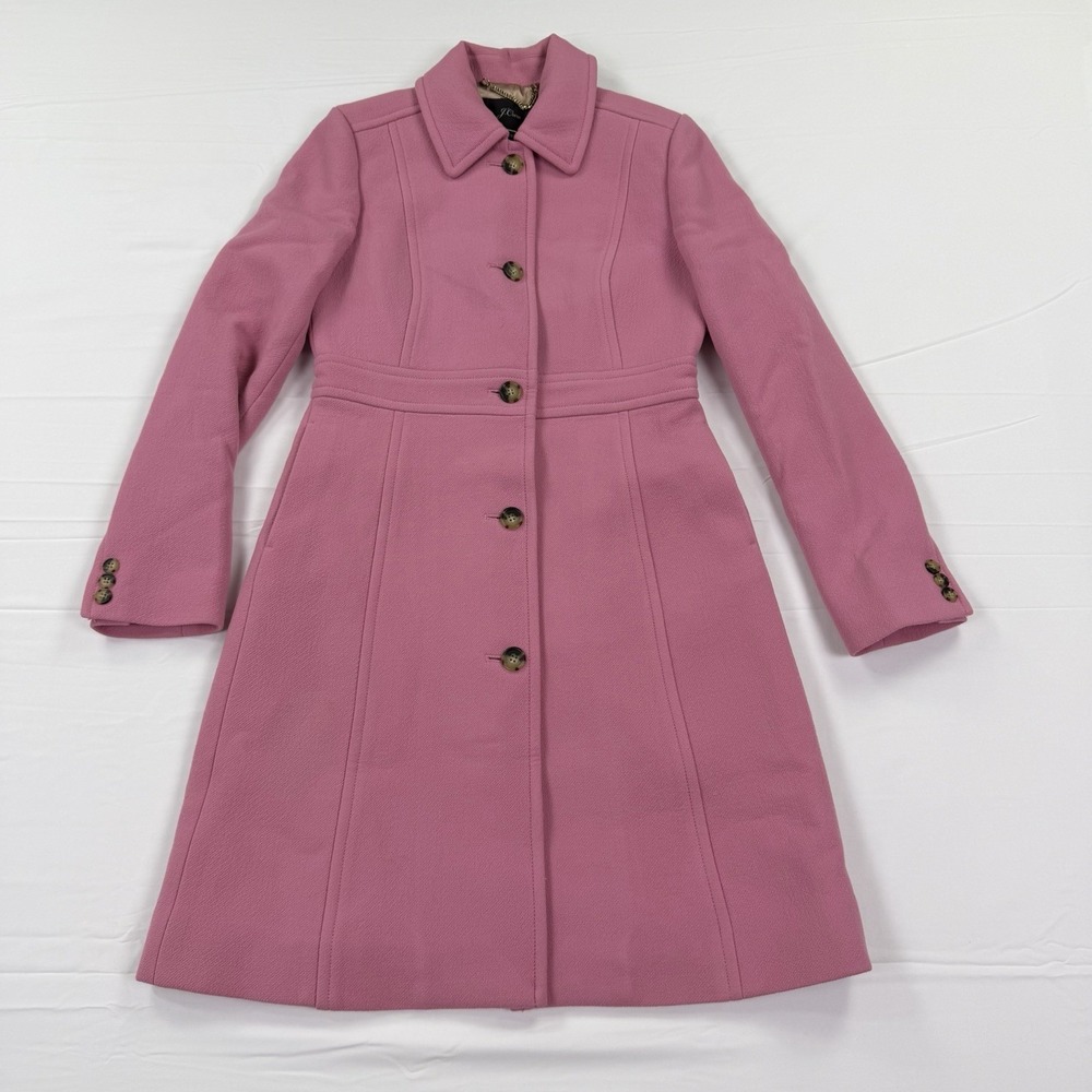 J.Crew Coat Womens 4 Pink Italian Double Cloth Wool Thinsulate Long Button Front